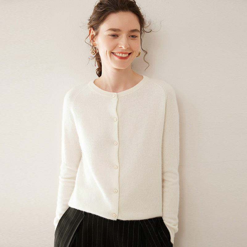 Pure Cashmere Thin Raglan Solid Color Loose Knitted Coat