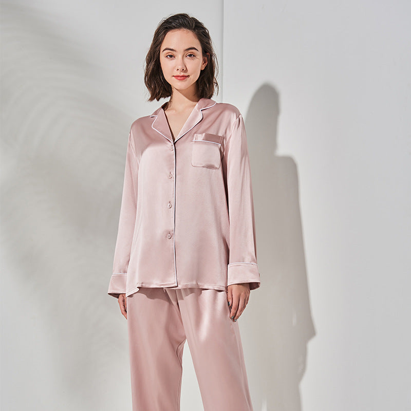 Long Sleeve Silk Pajamas Set