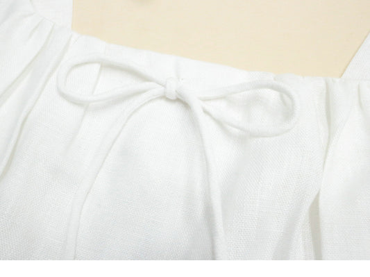 Linen White French Dress