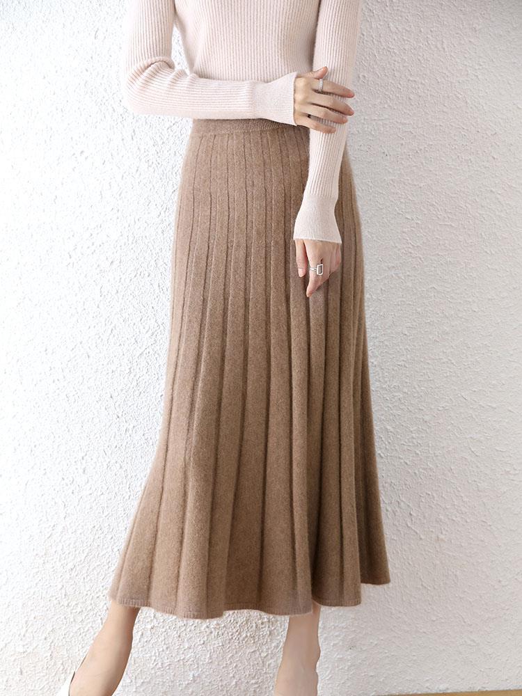 Mid-length Pure Wool Skirt