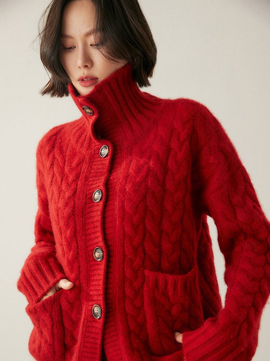 French Style Turtleneck Cardigan