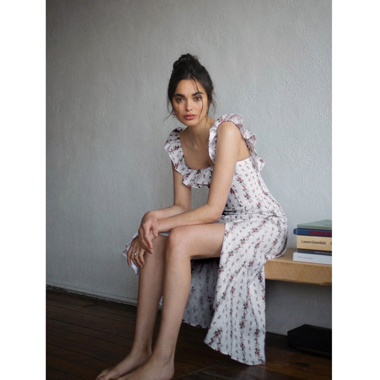 Linen Sleeveless Floral Dress