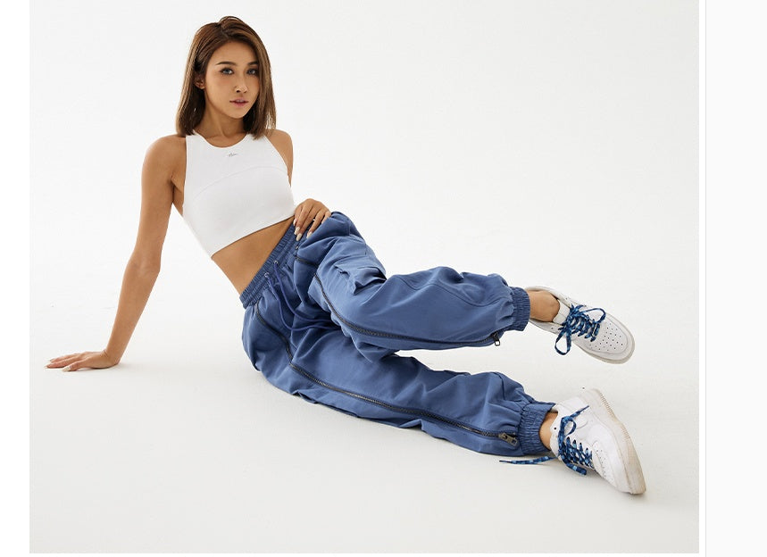 Loose Workout Trousers with Zippers