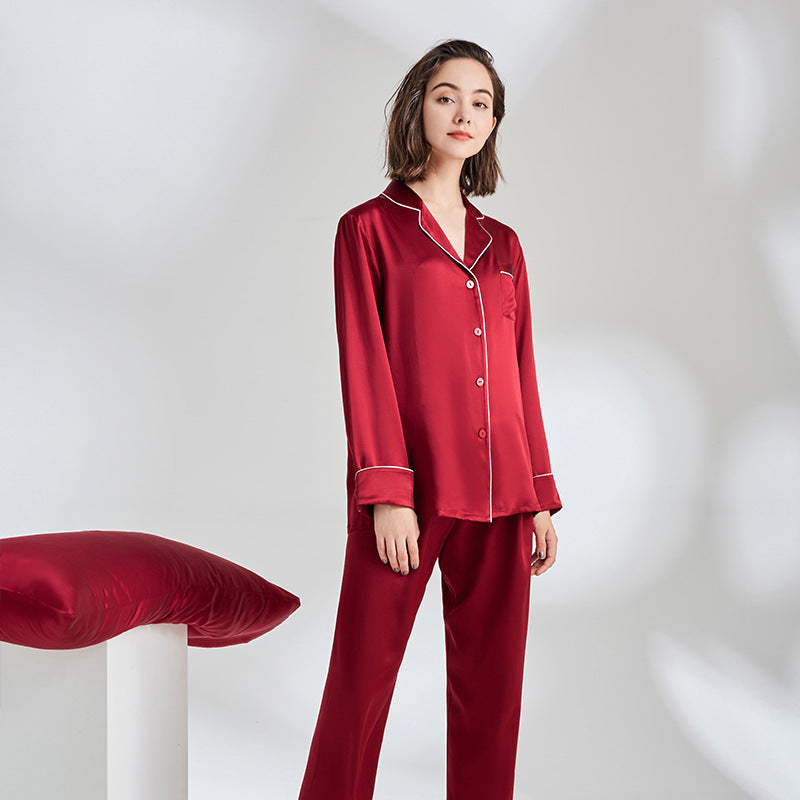 Long Sleeve Silk Pajamas Set