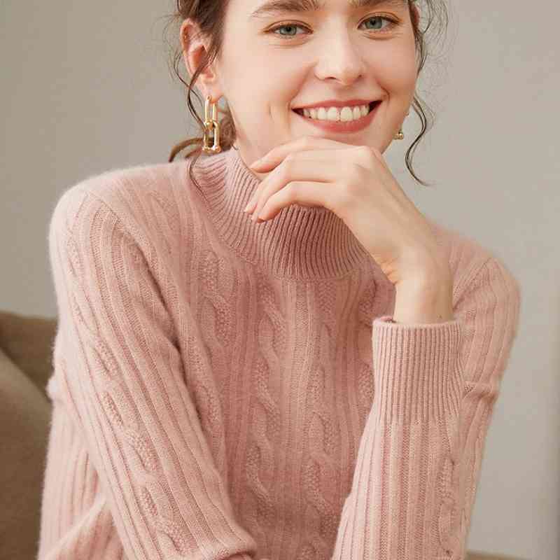 Pure Cashmere Shirt Women's Half Turtleneck Loose Thick Sweater