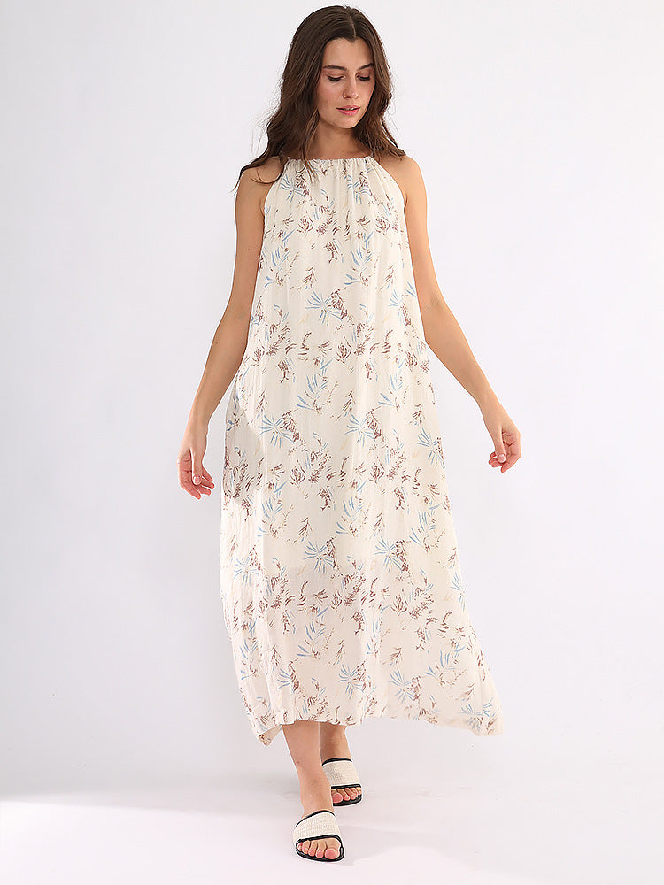 Cotton And Linen Lace-up Dress