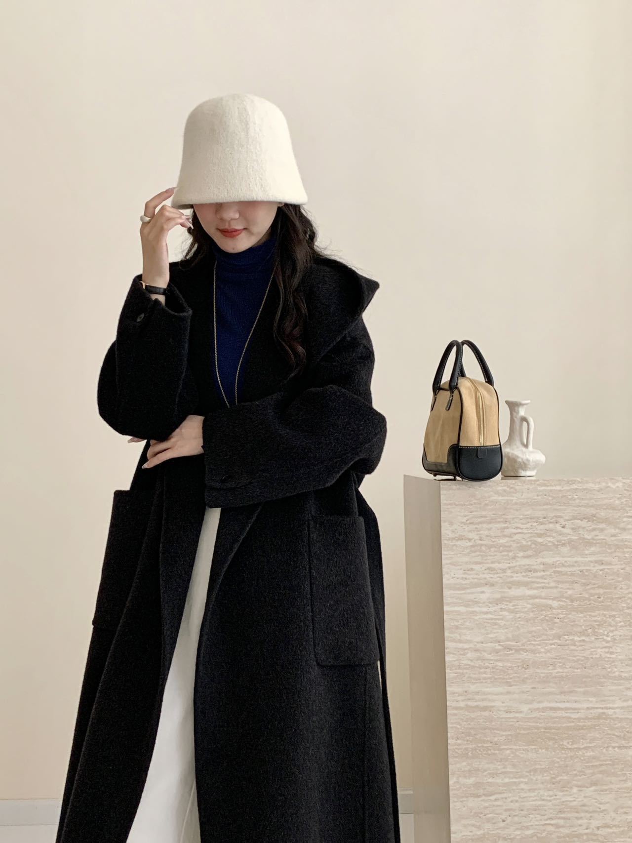 Hooded Double-sided Wool Overcoat