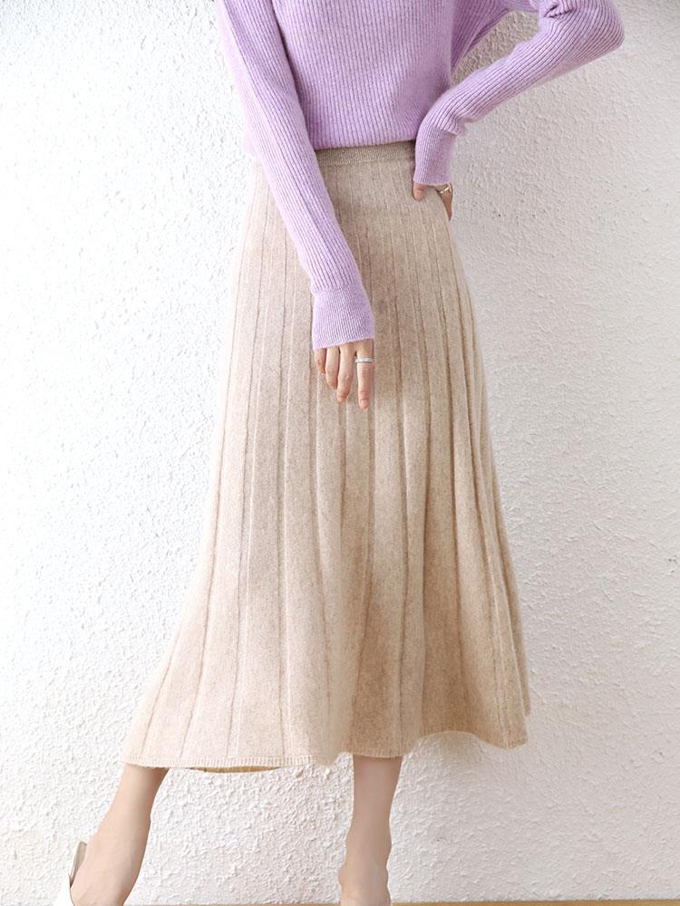 Mid-length Pure Wool Skirt