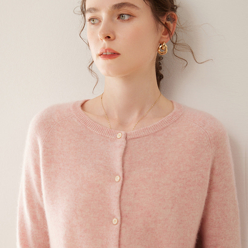 Pure Cashmere Thin Raglan Solid Color Loose Knitted Coat