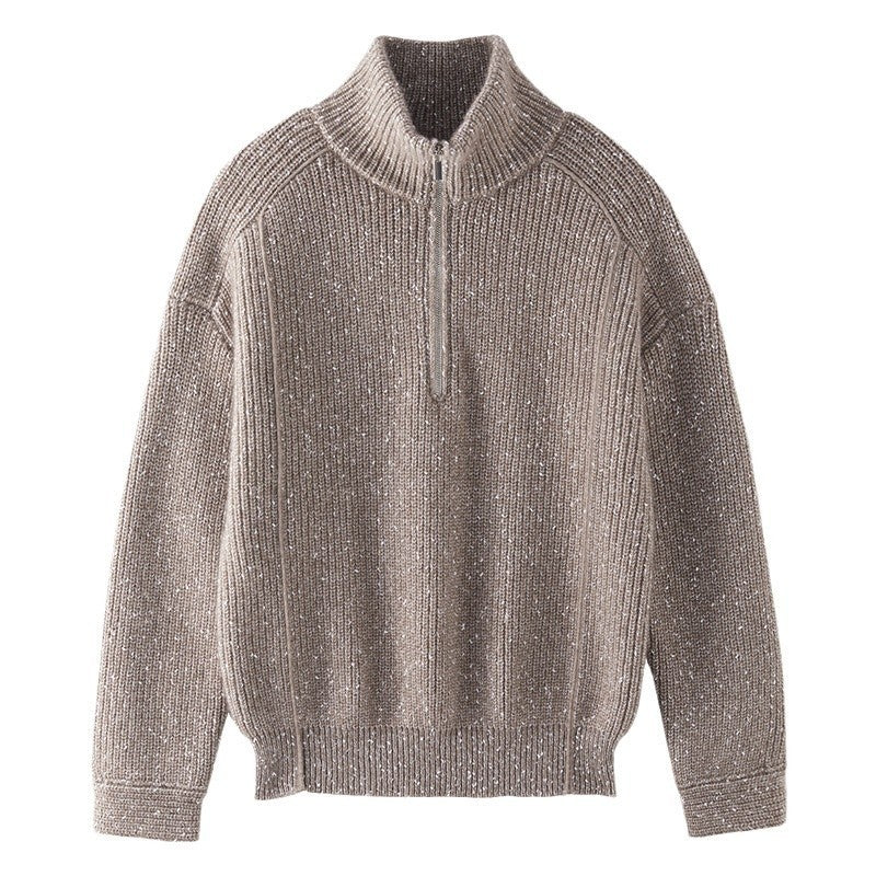 Half-open Collar Cashmere Sweater