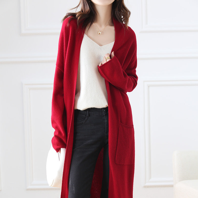 Super Long Wool Knit Cardigan