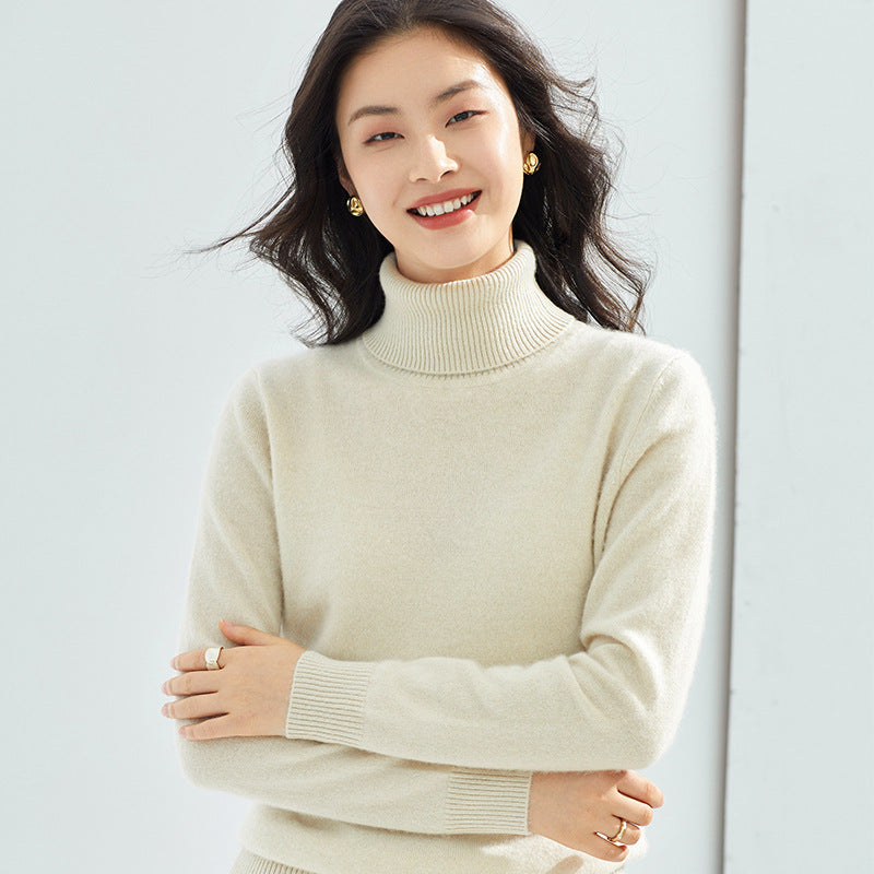 High Neck Cashmere Knitted Sweater