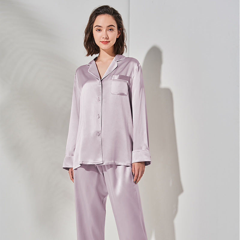 Long Sleeve Silk Pajamas Set