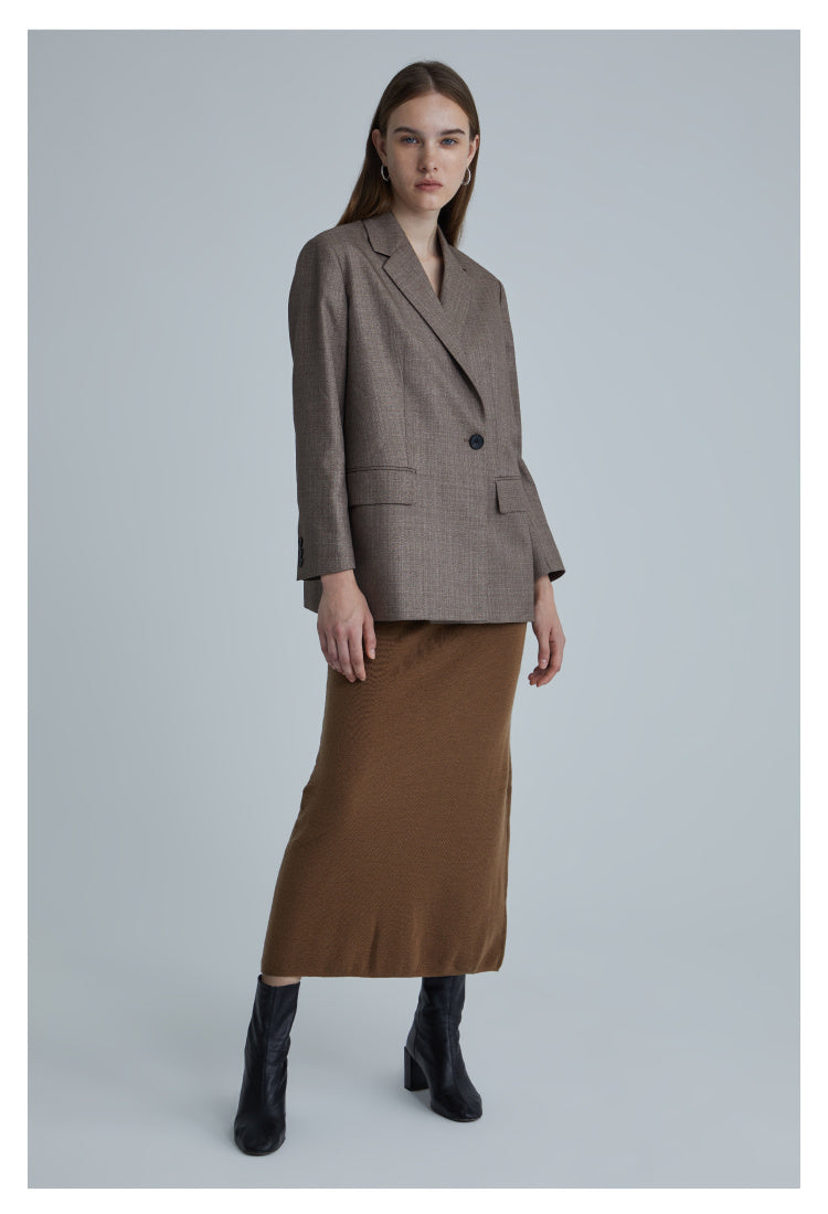 Wool V-neck Slim Waist Knit dress