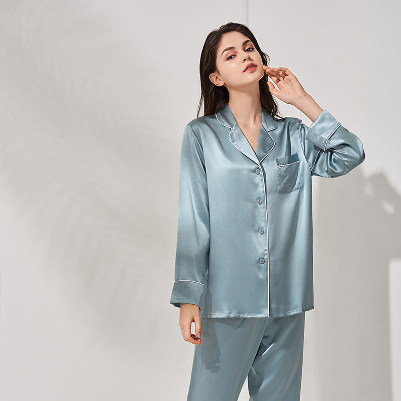 Long Sleeve Silk Pajamas Set