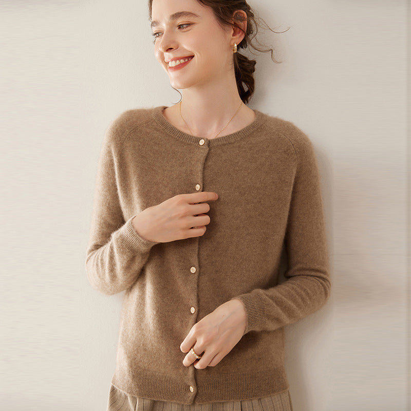 Pure Cashmere Thin Raglan Solid Color Loose Knitted Coat