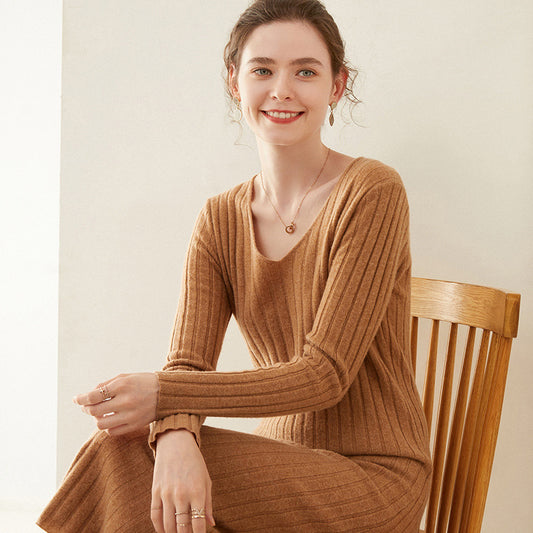 Over the knee wool knit dress