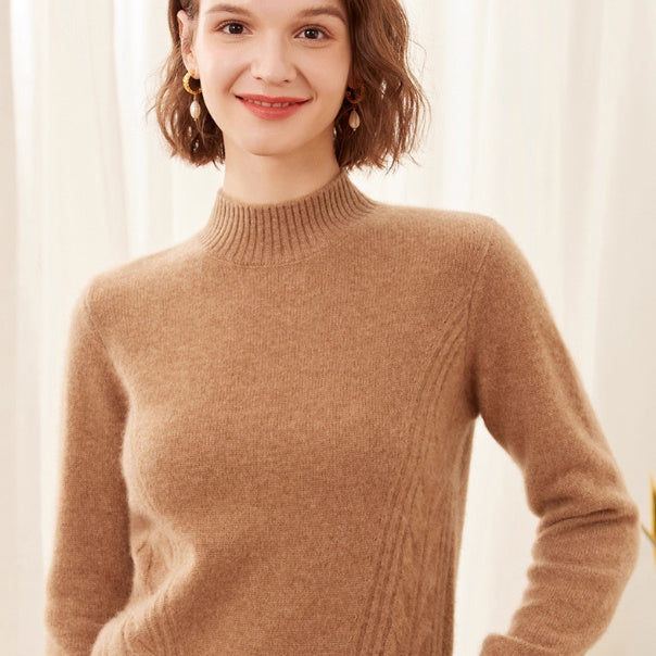 Pure Cashmere Pullover High Neck Knit Sweater