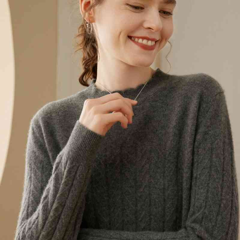 Half Turtleneck Pure Cashmere Loose Sweater