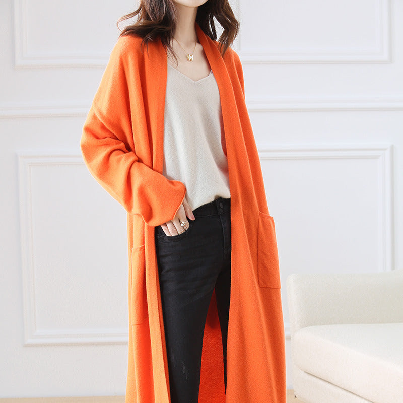 Super Long Wool Knit Cardigan