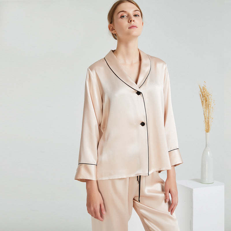 Silk Flared Long Sleeve Pajamas
