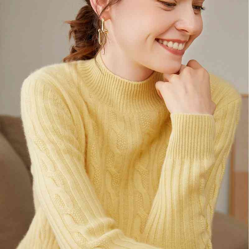 Pure Cashmere Shirt Women's Half Turtleneck Loose Thick Sweater