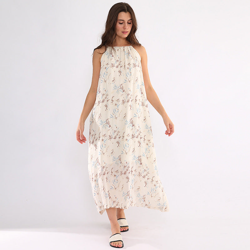 Cotton And Linen Lace-up Dress