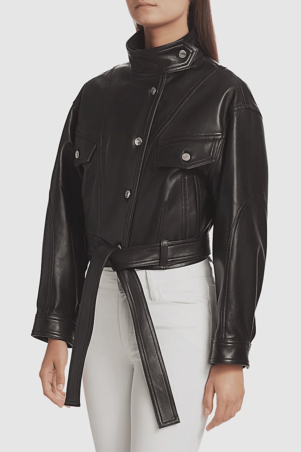 Soft Waxy Belted Leather Jacket