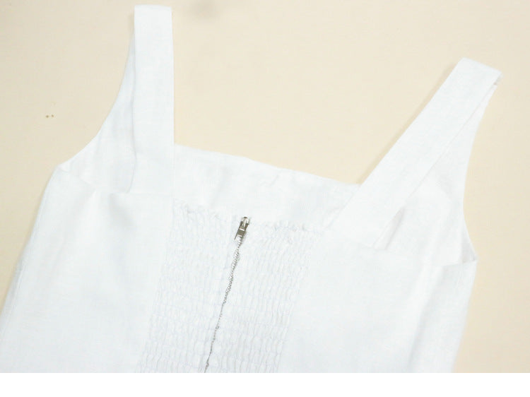 Linen White French Dress