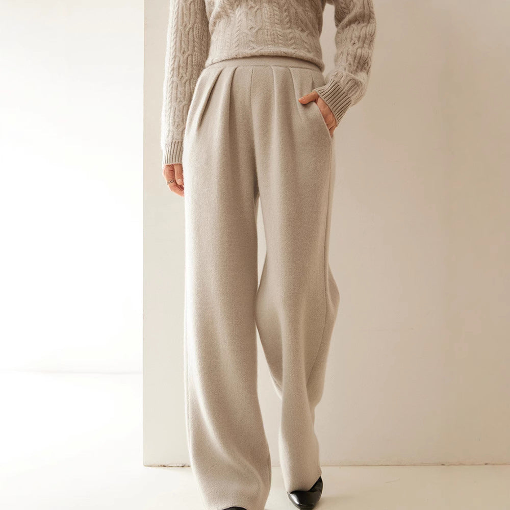 Autumn And Winter Cashmere Women's Wide-leg Pants