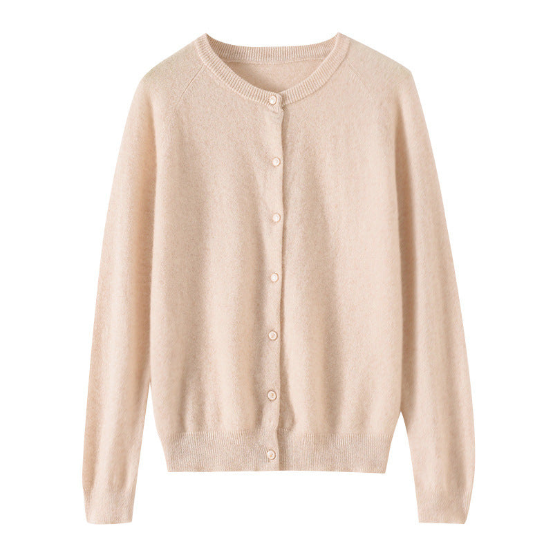 Pure Cashmere Thin Raglan Solid Color Loose Knitted Coat