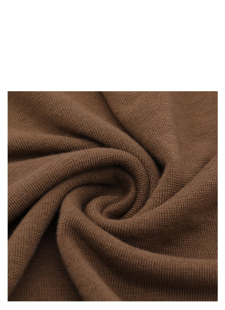 Wool V-neck Slim Waist Knit dress