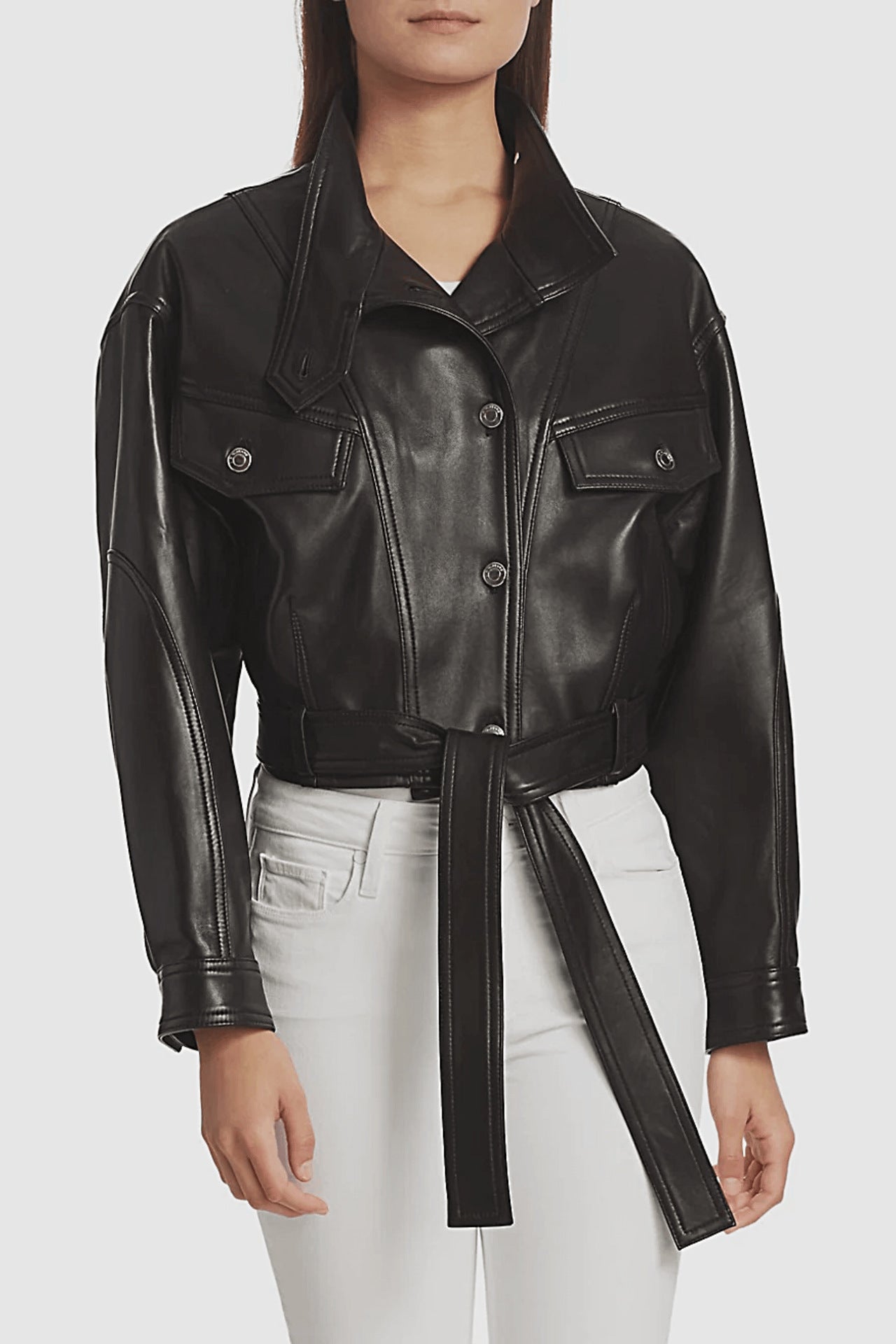 Soft Waxy Belted Leather Jacket