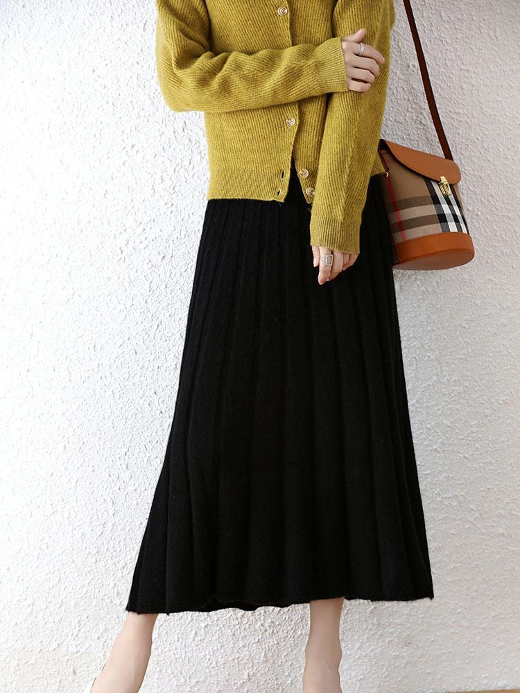 Mid-length Pure Wool Skirt