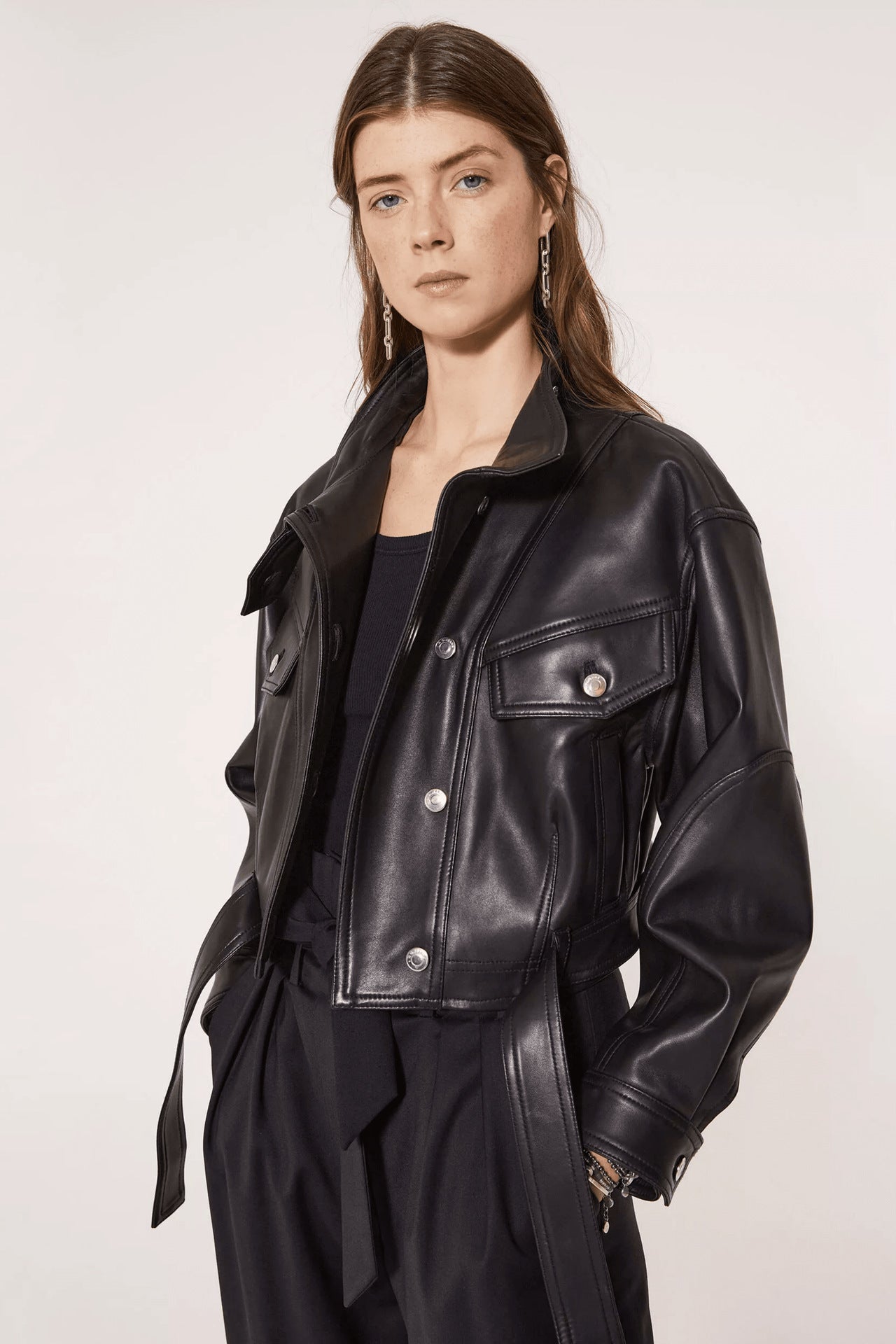 Soft Waxy Belted Leather Jacket