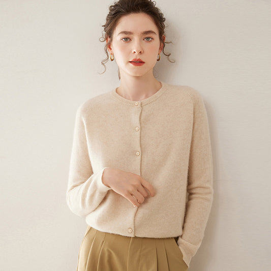 Pure Cashmere Thin Raglan Solid Color Loose Knitted Coat