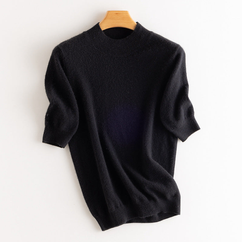 Cashmere Sweater Women's Half Turtleneck Half Sleeve