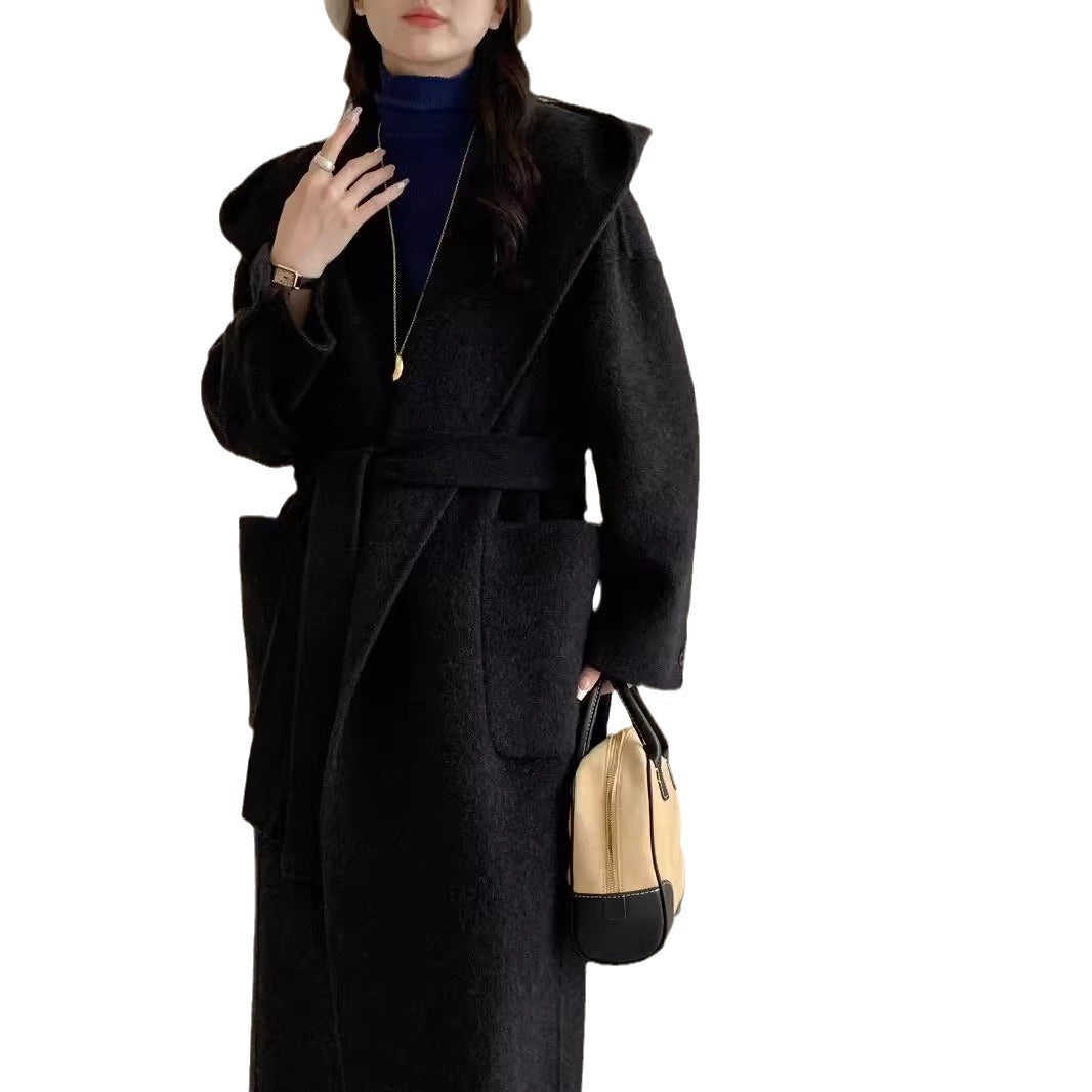 Hooded Double-sided Wool Overcoat