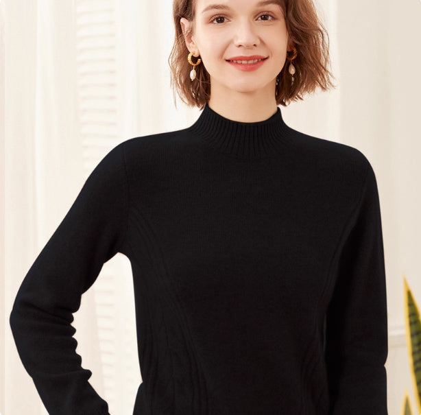 Pure Cashmere Pullover High Neck Knit Sweater