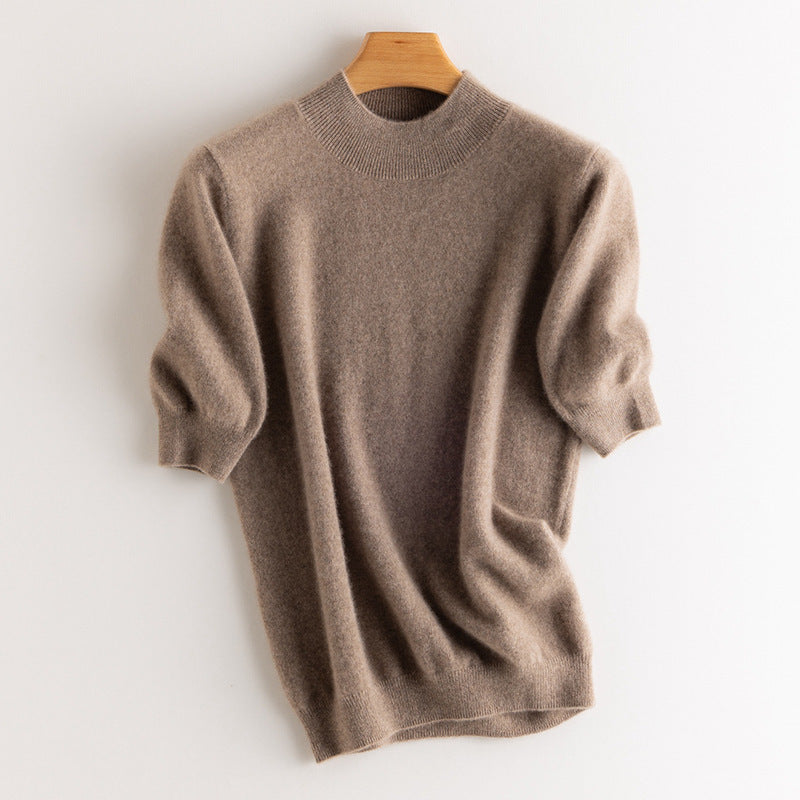Cashmere Sweater Women's Half Turtleneck Half Sleeve