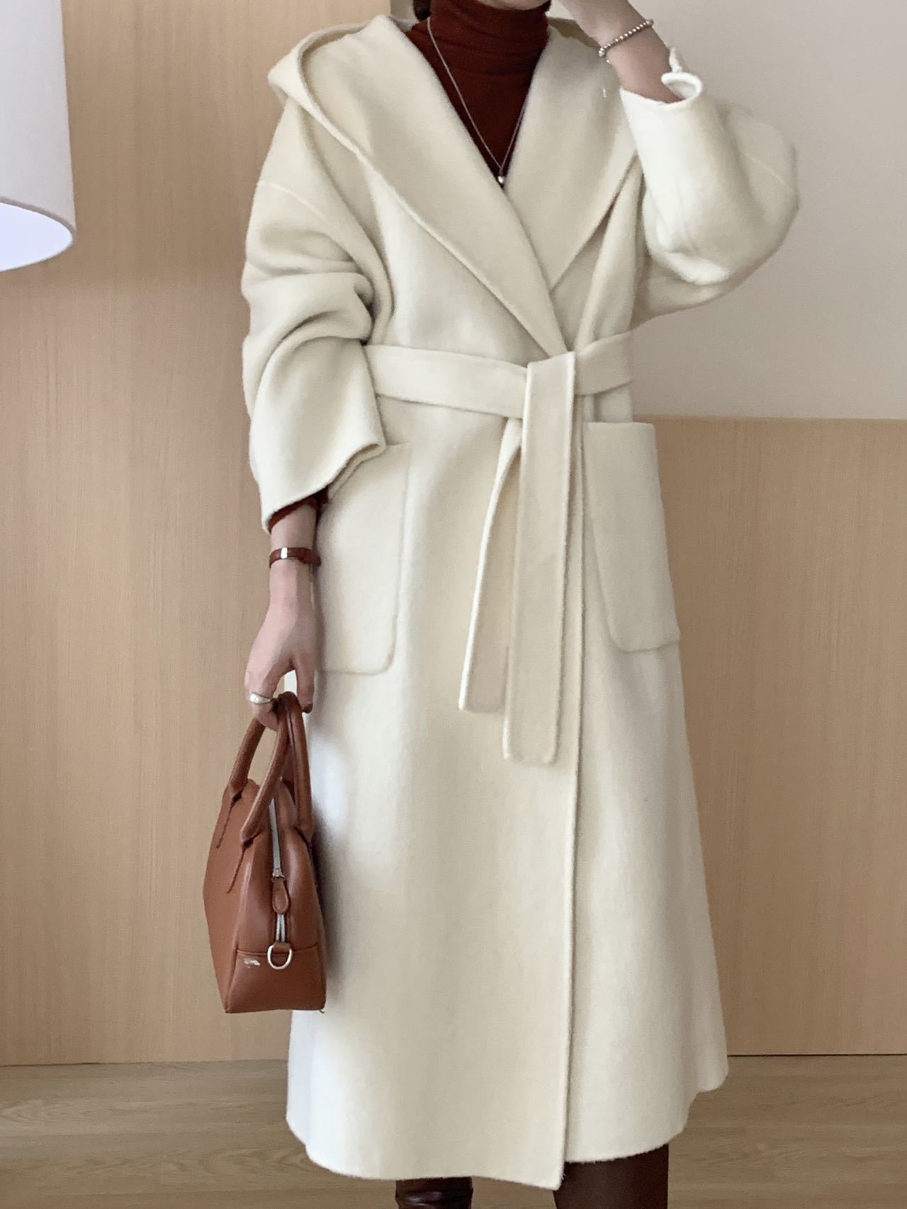 Hooded Double-sided Wool Overcoat