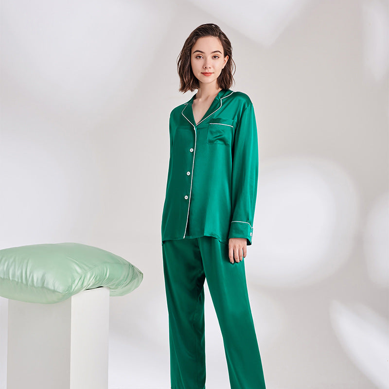 Long Sleeve Silk Pajamas Set
