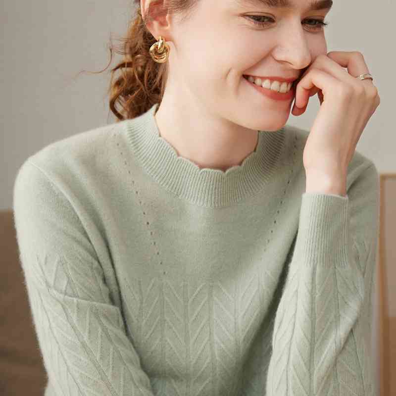 Half Turtleneck Pure Cashmere Loose Sweater