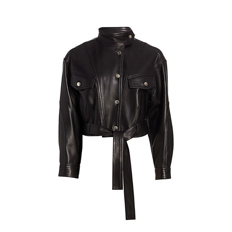 Soft Waxy Belted Leather Jacket
