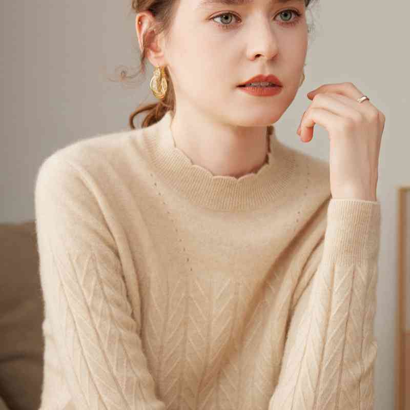 Half Turtleneck Pure Cashmere Loose Sweater