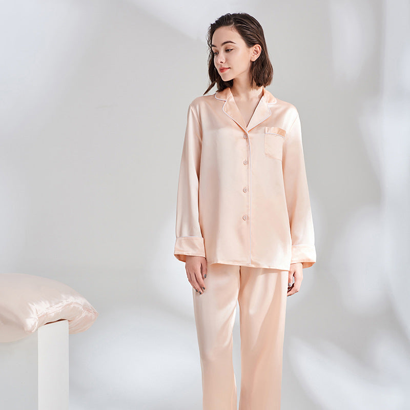 Long Sleeve Silk Pajamas Set
