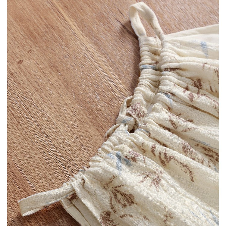 Cotton And Linen Lace-up Dress