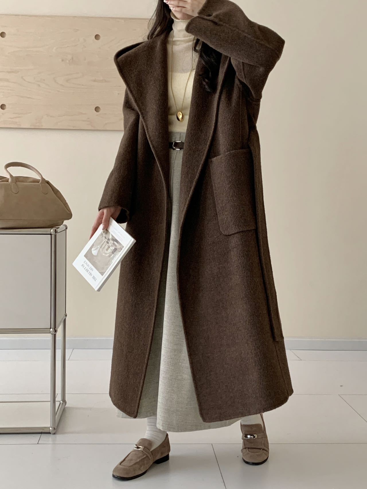 Hooded Double-sided Wool Overcoat