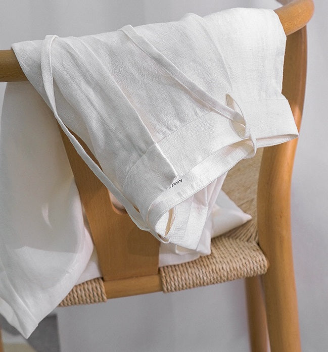 Pure Linen High Waist Lace-up Pants