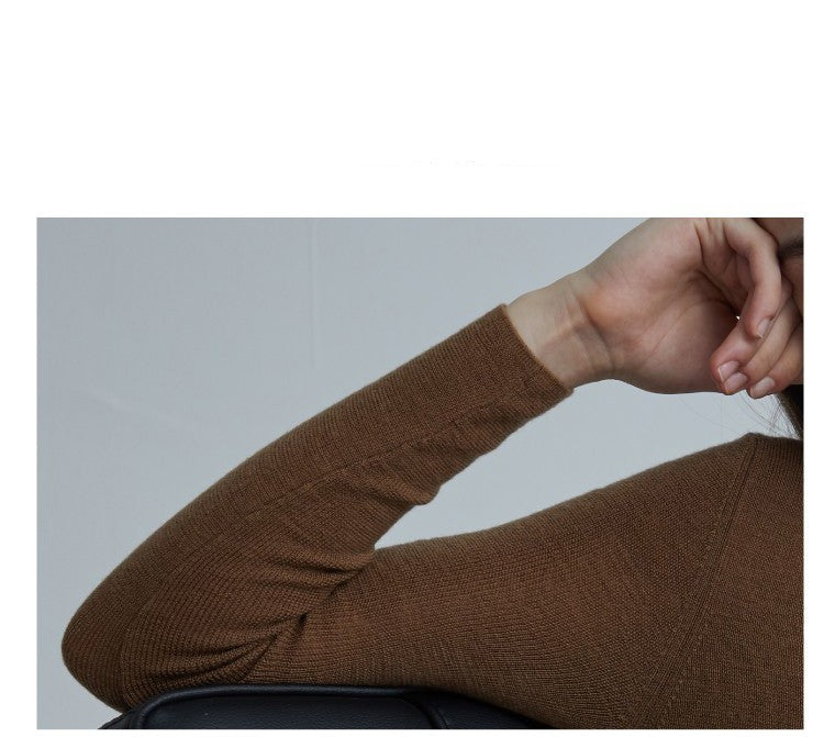 Wool V-neck Slim Waist Knit dress